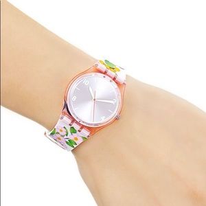 Swatch Originals Merry Berry Pink Floral Silicone Women Watch 34mm GP150